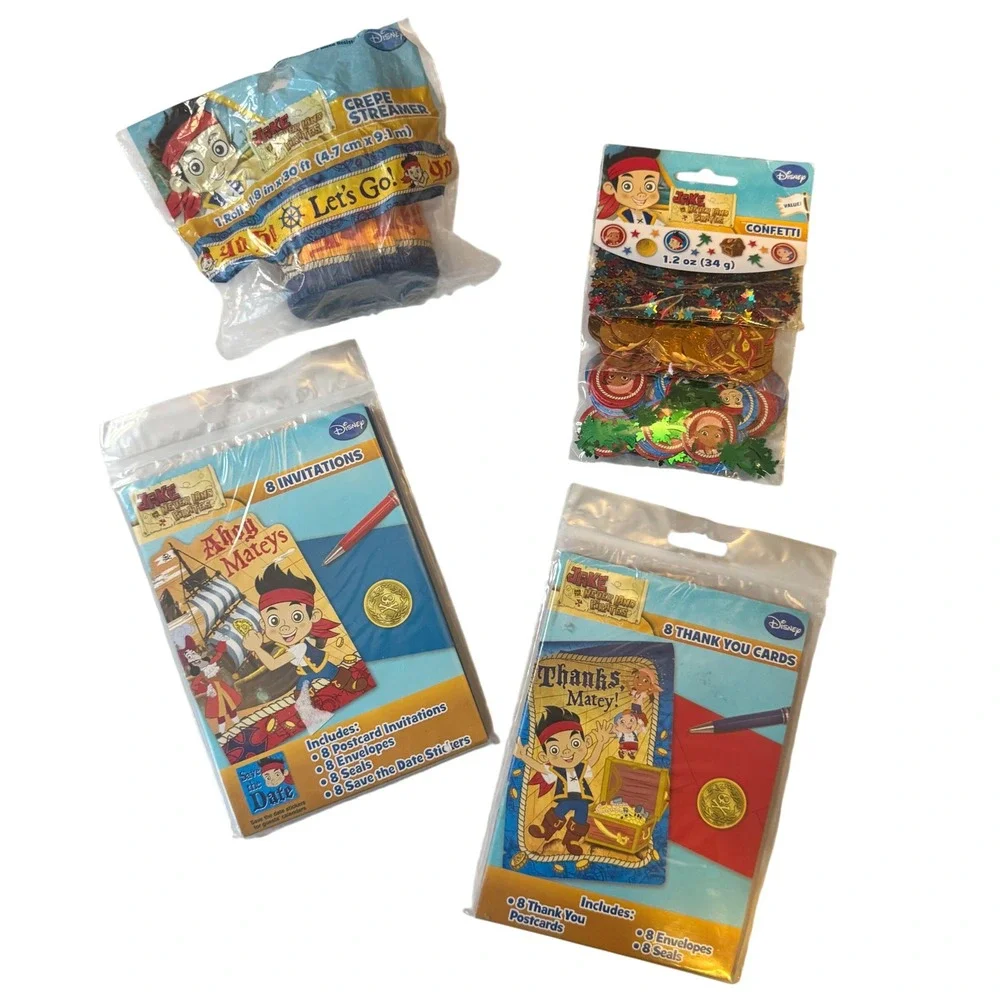 Disney Jake and the Never Land Pirates Party Supplies Bundle Invitations Blue OS